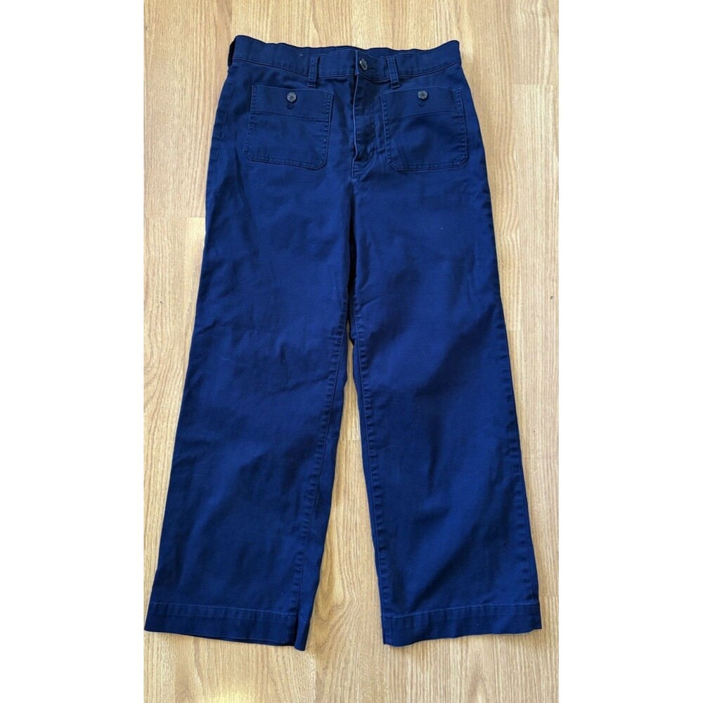 J Crew Navy High Waist Patch Pocket Wide Leg Crop Pants Size 28